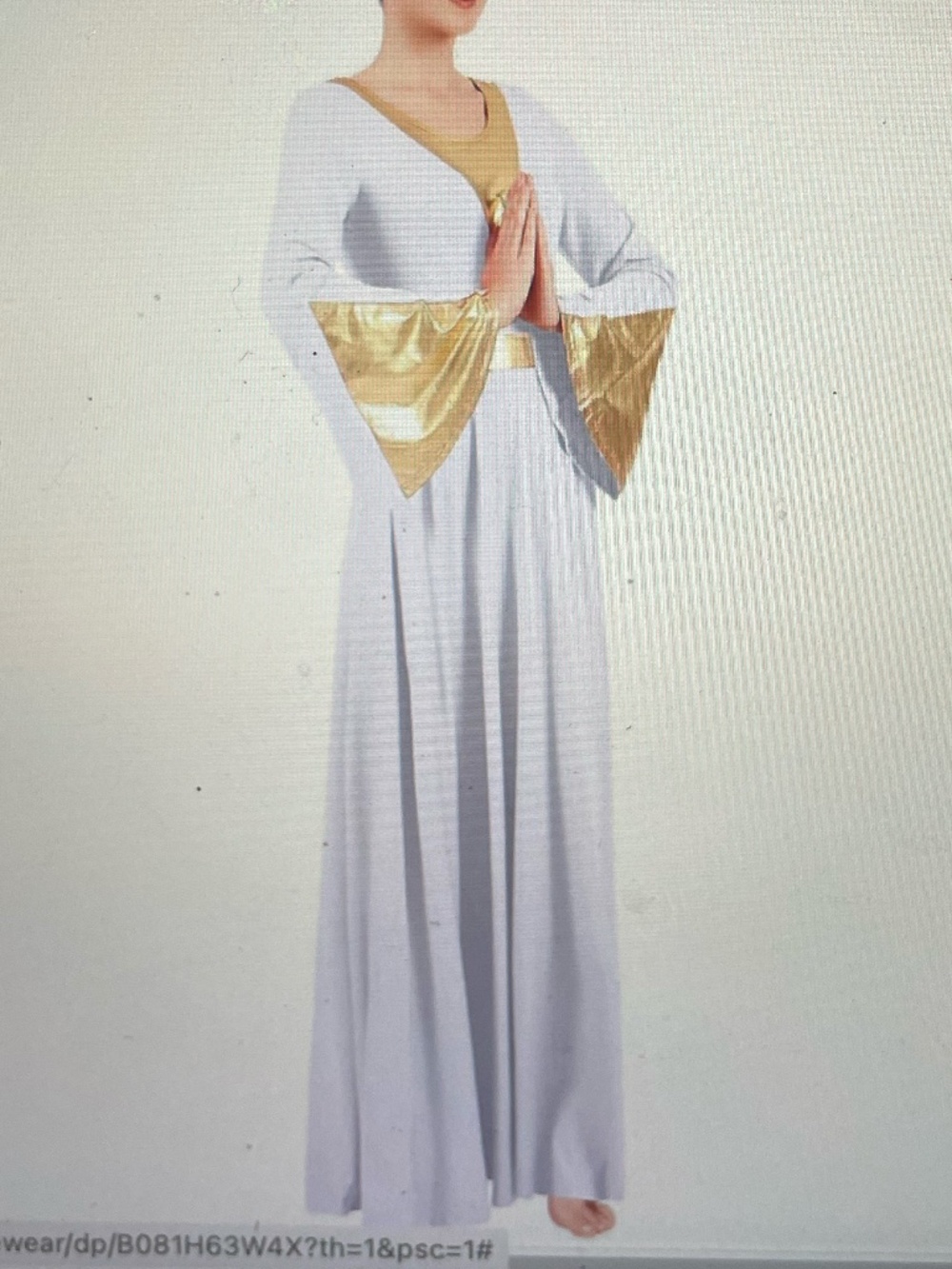 IBAKOM Women Praise Robe Worship Metallic Gold Full Length Dress Size L  NWT